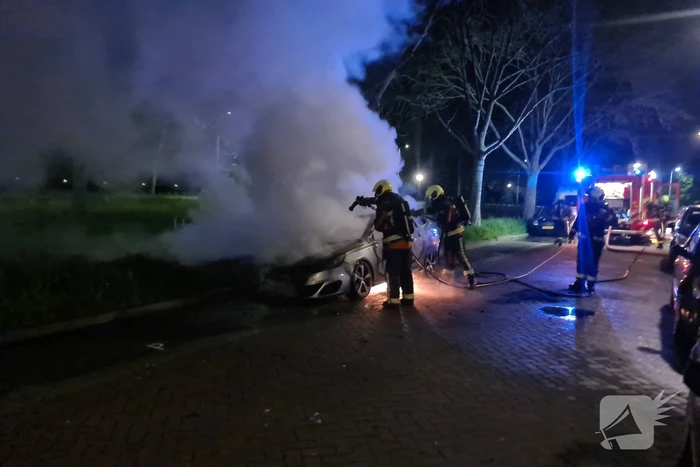 Geparkeerd auto verwoest vanwege brand