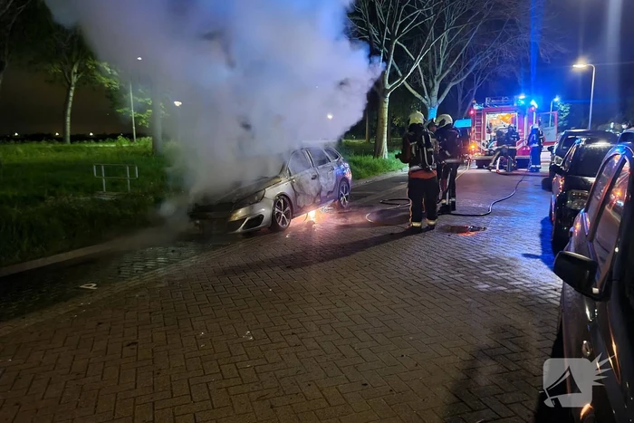 Geparkeerd auto verwoest vanwege brand
