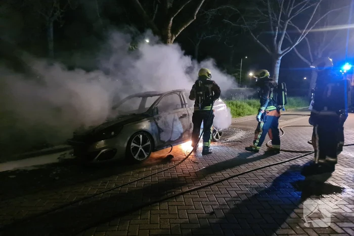 Geparkeerd auto verwoest vanwege brand