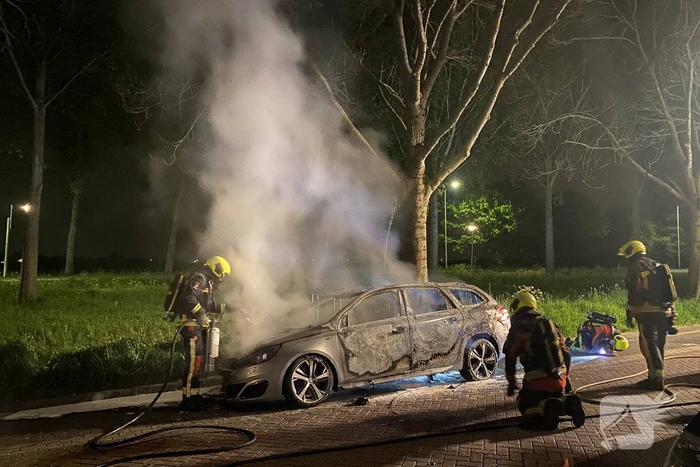 Geparkeerd auto verwoest vanwege brand