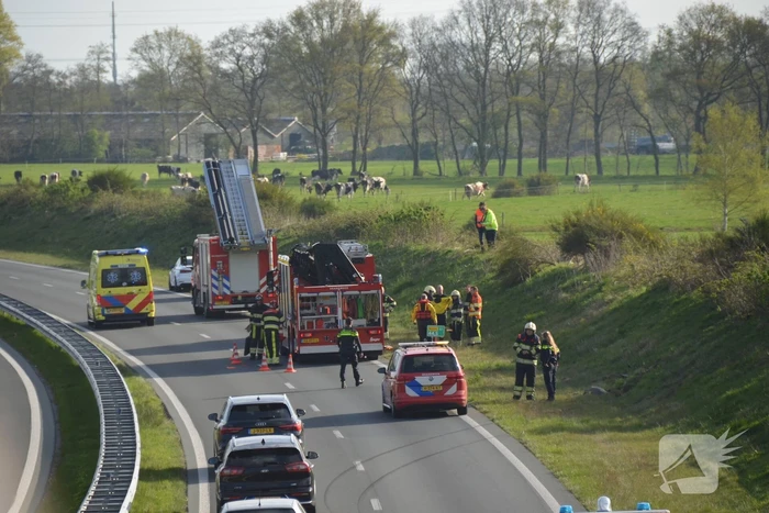 Auto schiet over geluidswal en belandt in sloot