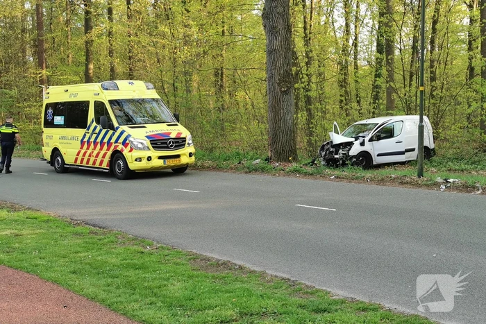 Bestelwagen botst op boom