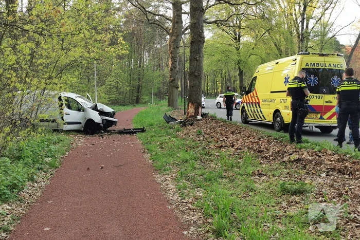 Bestelwagen botst op boom
