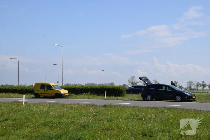 Schade na ongeval op rotonde