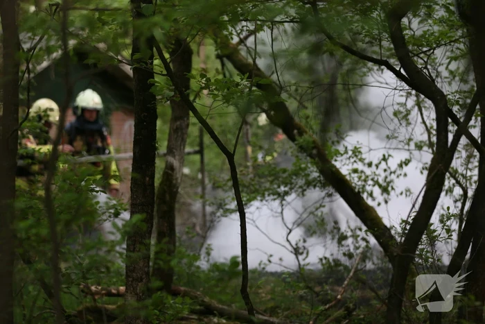 Brandweer blust brand in bosgebied