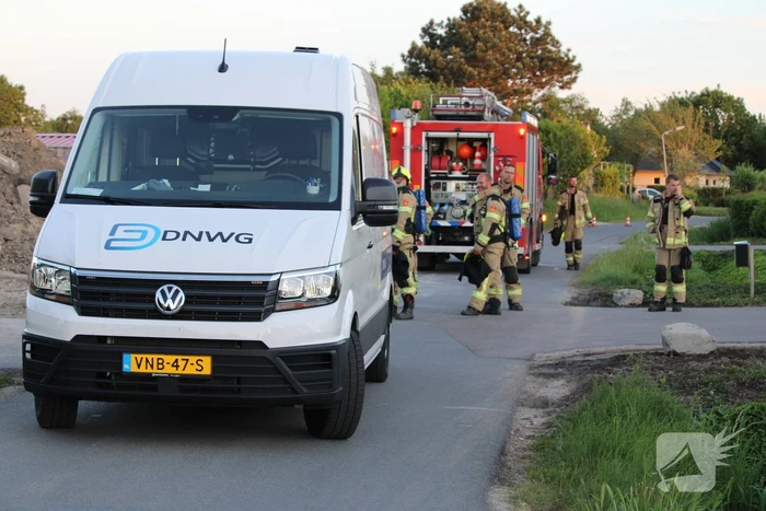 Gasleiding geraakt op bouwterrein