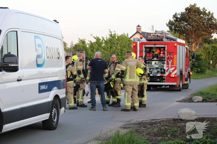 Gasleiding geraakt op bouwterrein