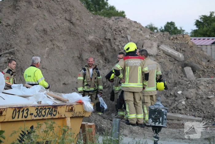Gasleiding geraakt op bouwterrein