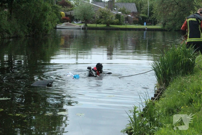 Auto rolt water in na vergeten handrem
