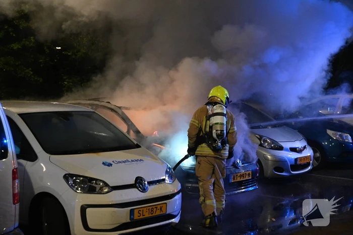 Geparkeerd staande auto verwoest vanwege brand