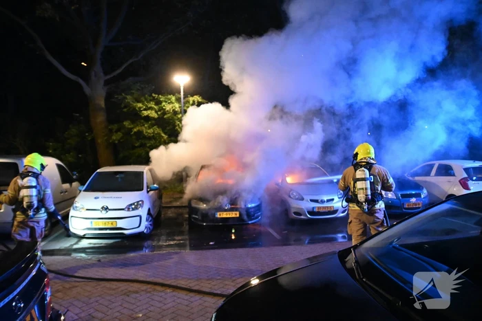 Geparkeerd staande auto verwoest vanwege brand