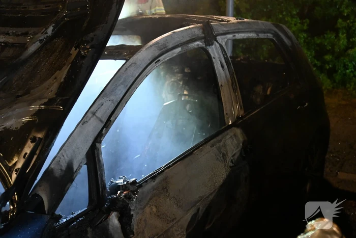 Geparkeerd staande auto verwoest vanwege brand