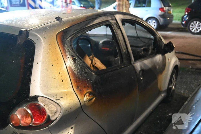 Geparkeerd staande auto verwoest vanwege brand