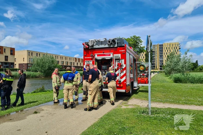 Brandweerduikers doorzoeken vijver