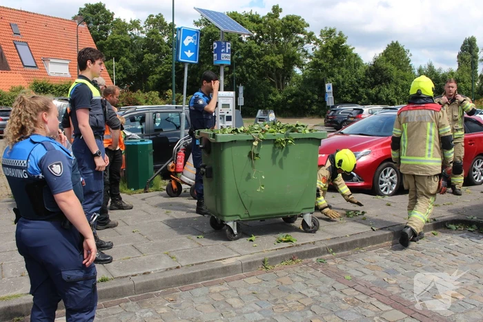 Onkruidbrander van hoveniers veroorzaakt containerbrand