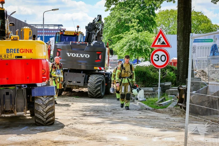 Gasleiding geraakt bij graafwerkzaamheden