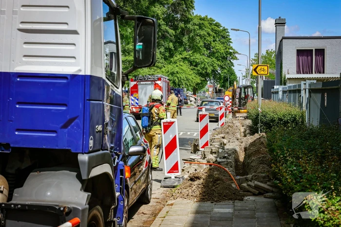 Gasleiding geraakt bij graafwerkzaamheden