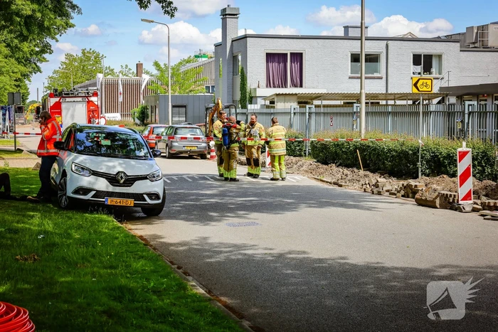 Gasleiding geraakt bij graafwerkzaamheden