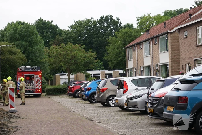 Gasleiding gesprongen bij graafwerkzaamheden