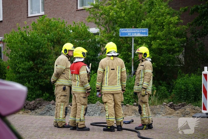 Gasleiding gesprongen bij graafwerkzaamheden