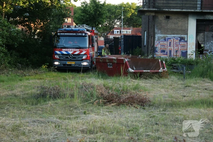 Brandweer blust brandend riet