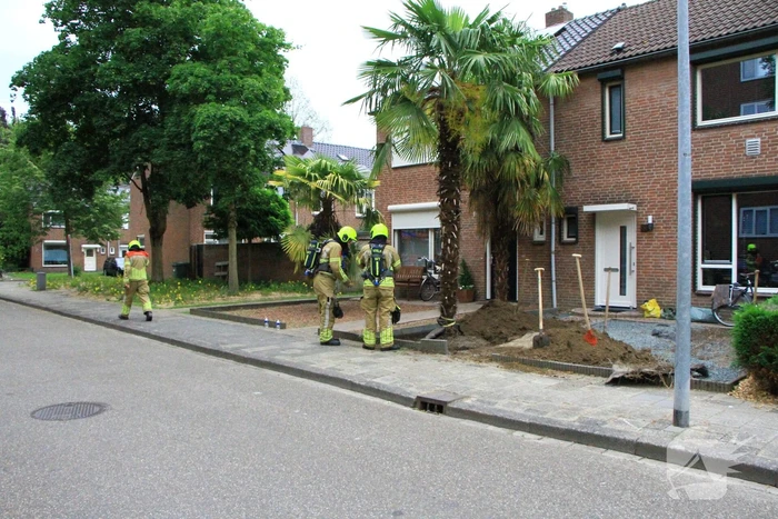 Gasleiding geraakt bij graafwerkzaamheden