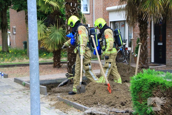 Gasleiding geraakt bij graafwerkzaamheden