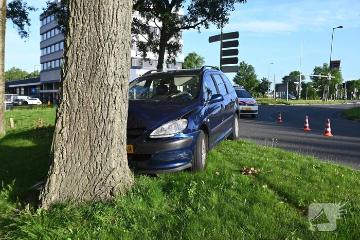Bestuurder parkeert auto tegen boom en verdwijnt