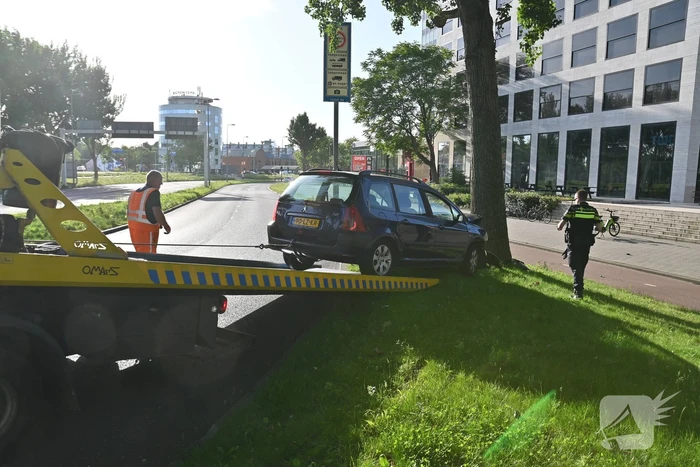 Bestuurder parkeert auto tegen boom en verdwijnt