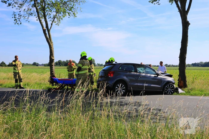 Auto frontaal op boom gebotst