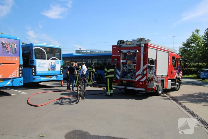 Remmen lijnbus in brand