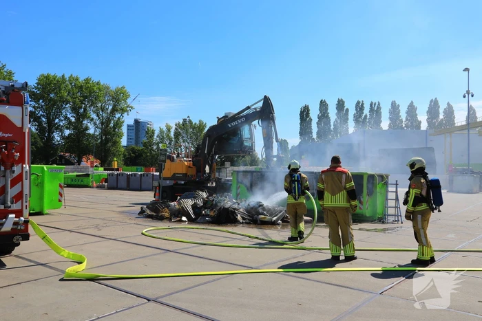 Brand in flinke container op afvalbrengstation Rova