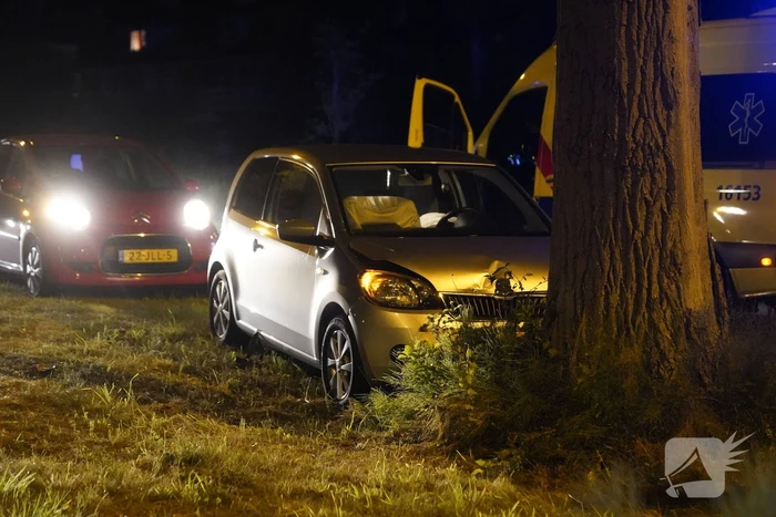 Auto botst frontaal op boom