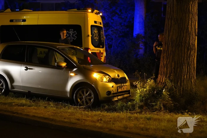 Auto botst frontaal op boom