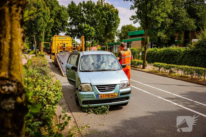 Auto knalt op boom