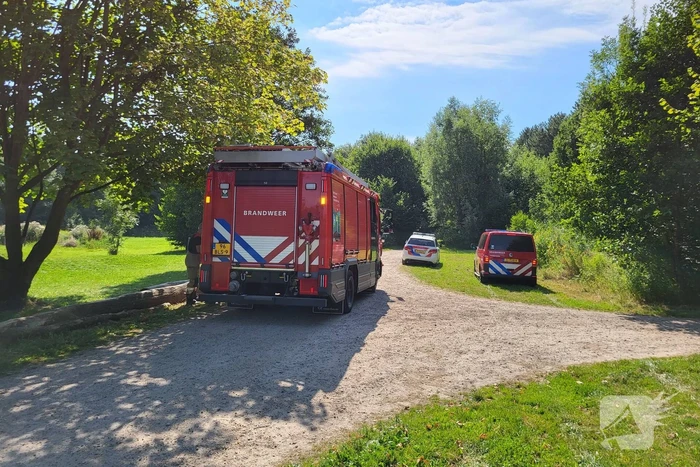 Jongen komt vast tussen twee bomen in Belevenissenbos