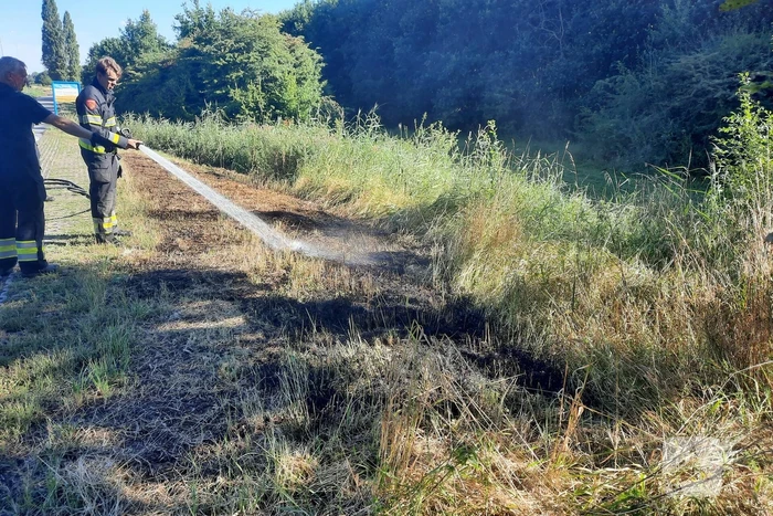Omstanders doven bermbrand met kleed