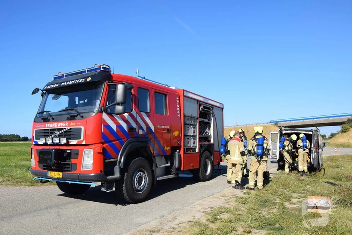 Brand in laadruimte van bestelbus