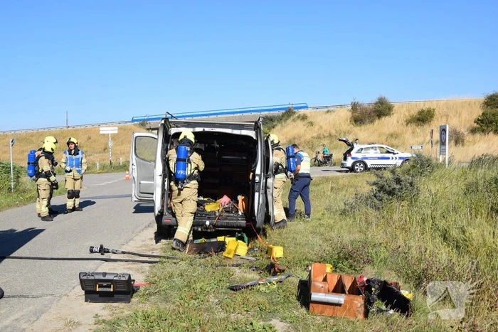 Brand in laadruimte van bestelbus