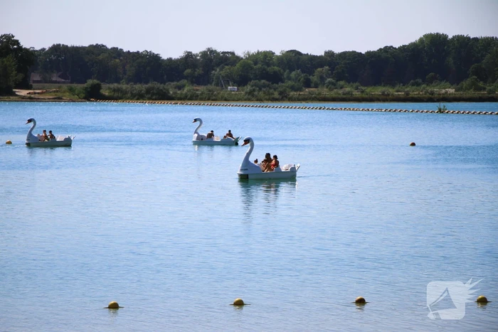 Zonaanbidders zoeken massaal verkoeling op bij Dagstrand Blauwe Meertje