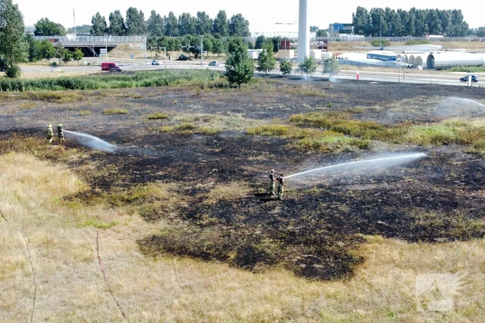Gras verwoest vanwege brand op braakliggend terrein