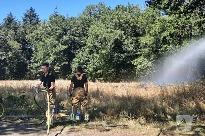 Brandweer blust flinke brand in berm