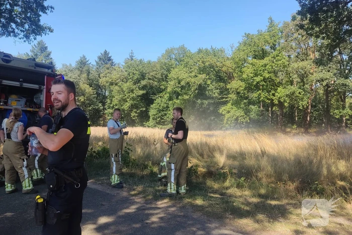 Brandweer blust flinke brand in berm