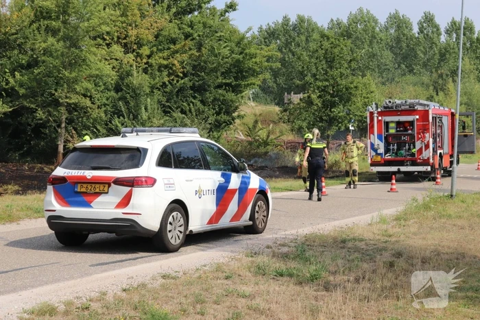 Stuk berm verwoest vanwege brand