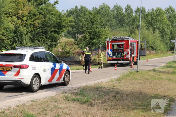 Stuk berm verwoest vanwege brand