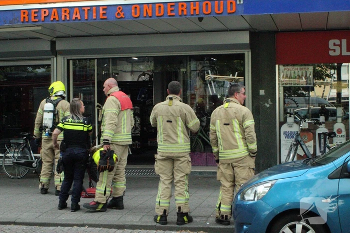 Brand in pand fietsenwinkel