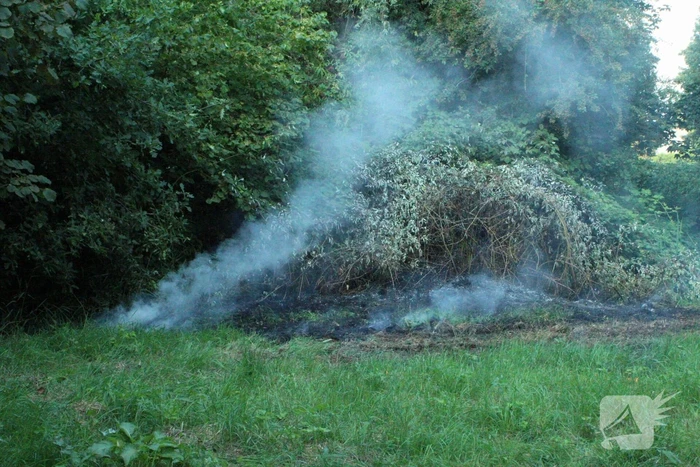 Brandweer blust brandende struiken