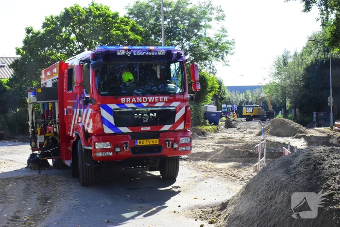 Gasleiding geraakt bij graafwerkzaamheden