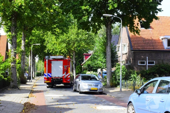 Buitenschijnwerper zet dekbed in brand