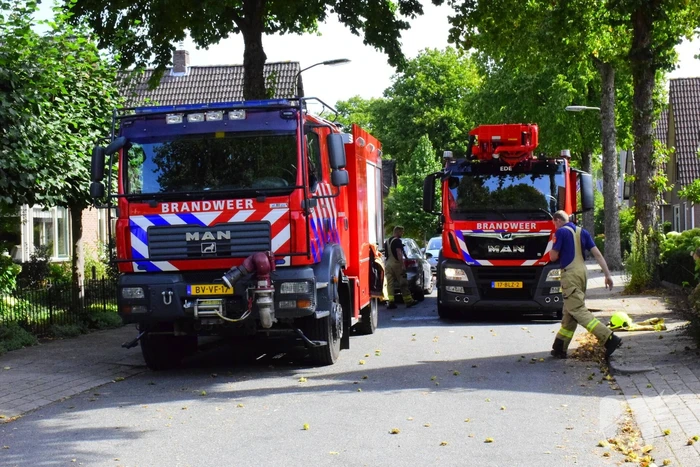 Buitenschijnwerper zet dekbed in brand